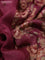 Banarasi tussar silk saree maroon and magenta pink with zari woven buttas and zari woven floral digital printed border