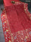 Banarasi tussar silk saree maroon and red with zari woven buttas and zari woven floral digital printed border