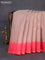 Pure soft silk saree beige and peach pink with rudhraksha zari woven buttas and rettapet zari woven border