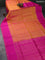 Pure soft silk saree dual shade of yellowish pink and pink with zari woven buttas and rettapet zari woven border