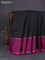 Pure soft silk saree black and magenta pink with allover silver zari weaves and silver zari woven rettapet border