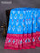 Pochampally silk saree cs blue and pink with ikat butta prints and rettapet zari woven ikat style border