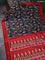 Pochampally silk saree black and red with allover ikat prints and simple border