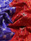 Pochampally silk saree blue and red with allover ikat prints and simple border