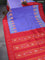 Pochampally silk saree blue shade and red with allover ikat prints and simple border