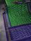 Pochampally silk saree green and blue with ikat butta prints and zari woven border