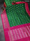Pochampally silk saree green and pink with ikat butta prints and zari woven ikat style border