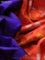 Pochampally silk saree blue and orange with plain body and zari woven border