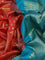 Pure gadwal silk saree rustic orange and teal blue with allover small zari checks & buttas and rich zari woven border