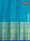 Pure gadwal silk saree rustic orange and teal blue with allover small zari checks & buttas and rich zari woven border