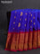 Pure gadwal silk saree blue and pink with zari woven buttas and long temple design zari woven border