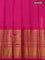 Pure gadwal silk saree blue and pink with zari woven buttas and long temple design zari woven border
