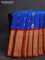 Pure gadwal silk saree blue and red with zari woven buttas and long zari woven border