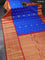 Pure gadwal silk saree blue and red with zari woven buttas and long zari woven border