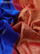 Pure gadwal silk saree blue and red with zari woven buttas and long zari woven border