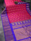 Pure gadwal silk saree dual shade of pink and blue with checked pattern & zari buttas and temple design zari woven border