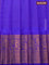 Pure gadwal silk saree dual shade of pink and blue with checked pattern & zari buttas and temple design zari woven border