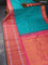 Pure gadwal silk saree teal green and pink shade with zari woven buttas and long zari woven border