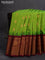 Pure gadwal silk saree light green and maroon with allover checked pattern & zari buttas and temple design zari woven border