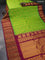 Pure gadwal silk saree light green and maroon with allover checked pattern & zari buttas and temple design zari woven border