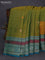 Pure kanchipuram silk saree dual shade of green and teal green shade with thread woven buttas and long thread woven border