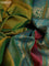 Pure kanchipuram silk saree dual shade of green and teal green shade with thread woven buttas and long thread woven border