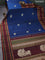 Pure kanchipuram silk saree cs blue and maroon with thread woven buttas and long rettapet thread woven border