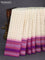 Pure kanchipuram silk saree cream and purple with allover checks & thread buttas and temple design thread woven border