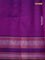 Pure kanchipuram silk saree cream and purple with allover checks & thread buttas and temple design thread woven border
