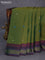 Pure kanchipuram silk saree dual shade of green and dual shade of purple with thread woven buttas and thread woven border