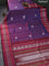 Pure kanchipuram silk saree dual shade of bluish maroon and magenta pink with thread woven buttas and long thread woven border
