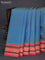 Pure kanchipuram silk saree dual shade of blue and peach shade with woven buttas and banarasi style border