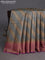 Banarasi tussar silk saree grey and purple with allover zari weaves and banarasi style border