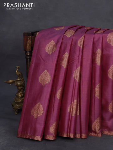 Banarasi tussar silk saree maroon and teal green shade with woven buttas and woven border