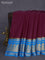 Pure mysore silk saree wine shade and cs blue with plain body and paisly zari woven border