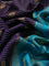 Pure mysore silk saree dark blue and teal blue with allover zari checks & buttas and zari woven border