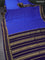Pure mysore silk saree royal blue and blue with allover zari checks and temple design zari woven border