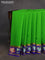 Pure mysore silk saree light green and royal blue with plain body and zari woven floral embroidery work border