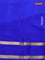 Pure mysore silk saree light green and royal blue with plain body and zari woven floral embroidery work border