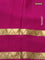 Pure mysore silk saree deep violet and magenta pink with plain body and long zari woven floral embroidery work border