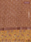 Chanderi silk cotton saree brown and sandal with allover zari buttas and printed border