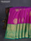 Bangalori silk saree purple and green with zari woven buttas and long zari woven border