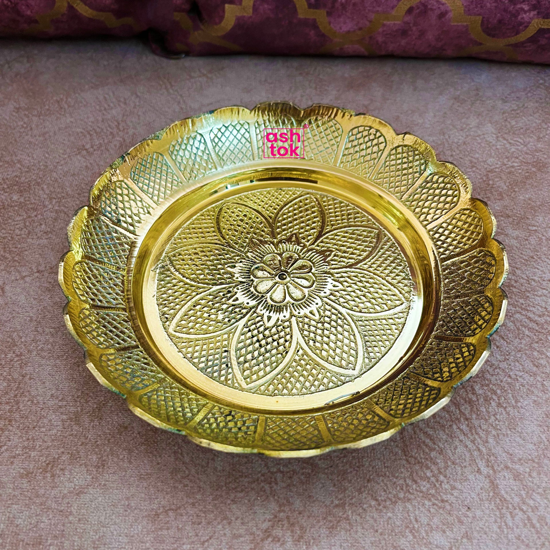 Brass Sweet Plate handcrafted Bowl, Brass Plate, Gift Item (Dia 6 Inches)