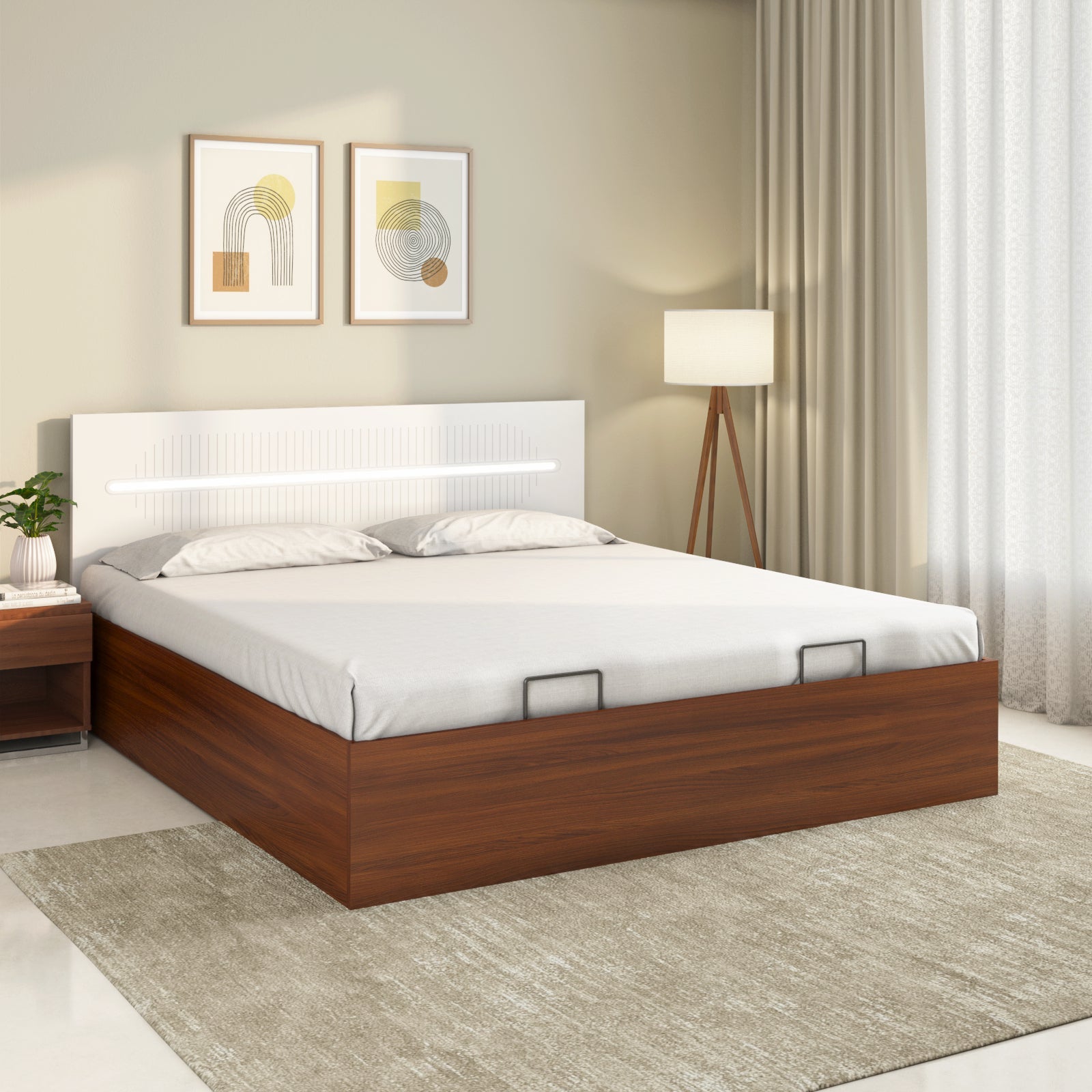 Capsule Prime Bed with Semi Hydraulic Storage (Walnut)