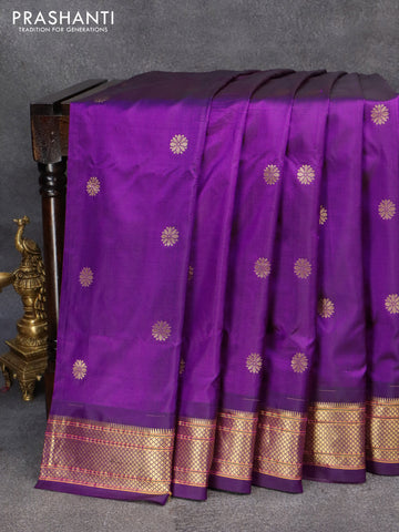 Pure paithani silk saree purple with zari woven buttas and rich zari woven border