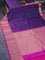 Pure kanchipuram silk saree dual shade of greenish purple and pink with zari woven buttas and long zari woven border