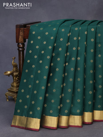 Pure kanchipuram silk saree green and maroon with allover zari woven buttas and zari woven border