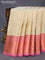 Pure kanchipuram silk saree cream and pink with zari woven buttas and long zari woven border