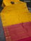 Pure kanchipuram silk saree mango yellow and pink with allover self emboss & buttas and zari woven border