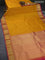 Pure kanchipuram silk saree mustard yellow and pink with zari woven buttas and zari woven border